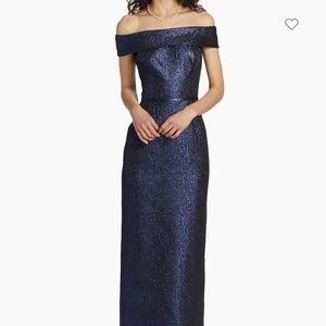 Mother of the Bride Dress Off-The-Shoulder Metallic Jacquard